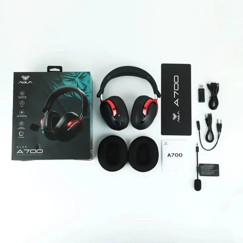 Auricular Gamer/PS4/XBOX AULA WIND A700 BLUETOOTH TRI MODE WIND A 700 BLACK RED